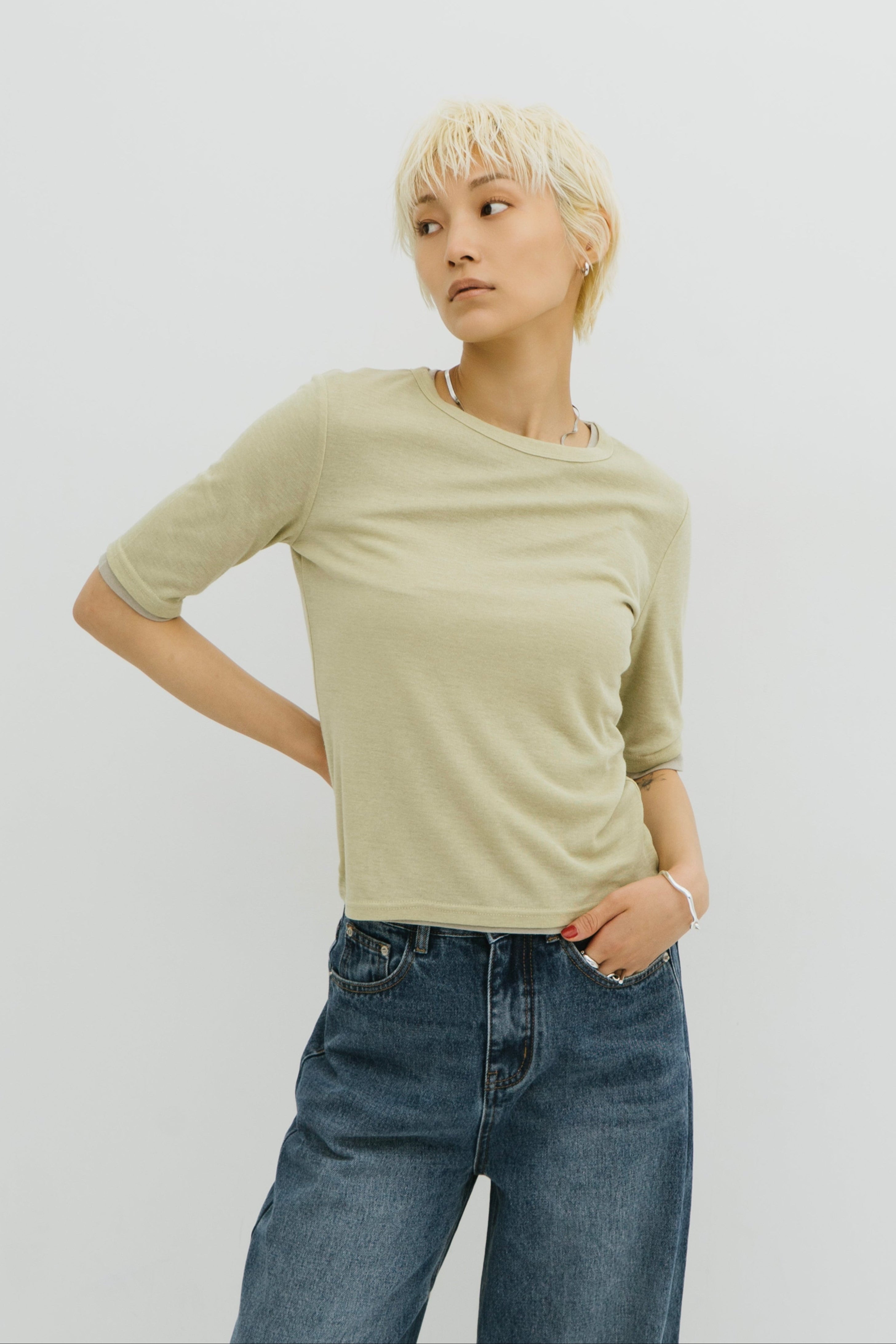 2PACK Sheer half sleeve TEE