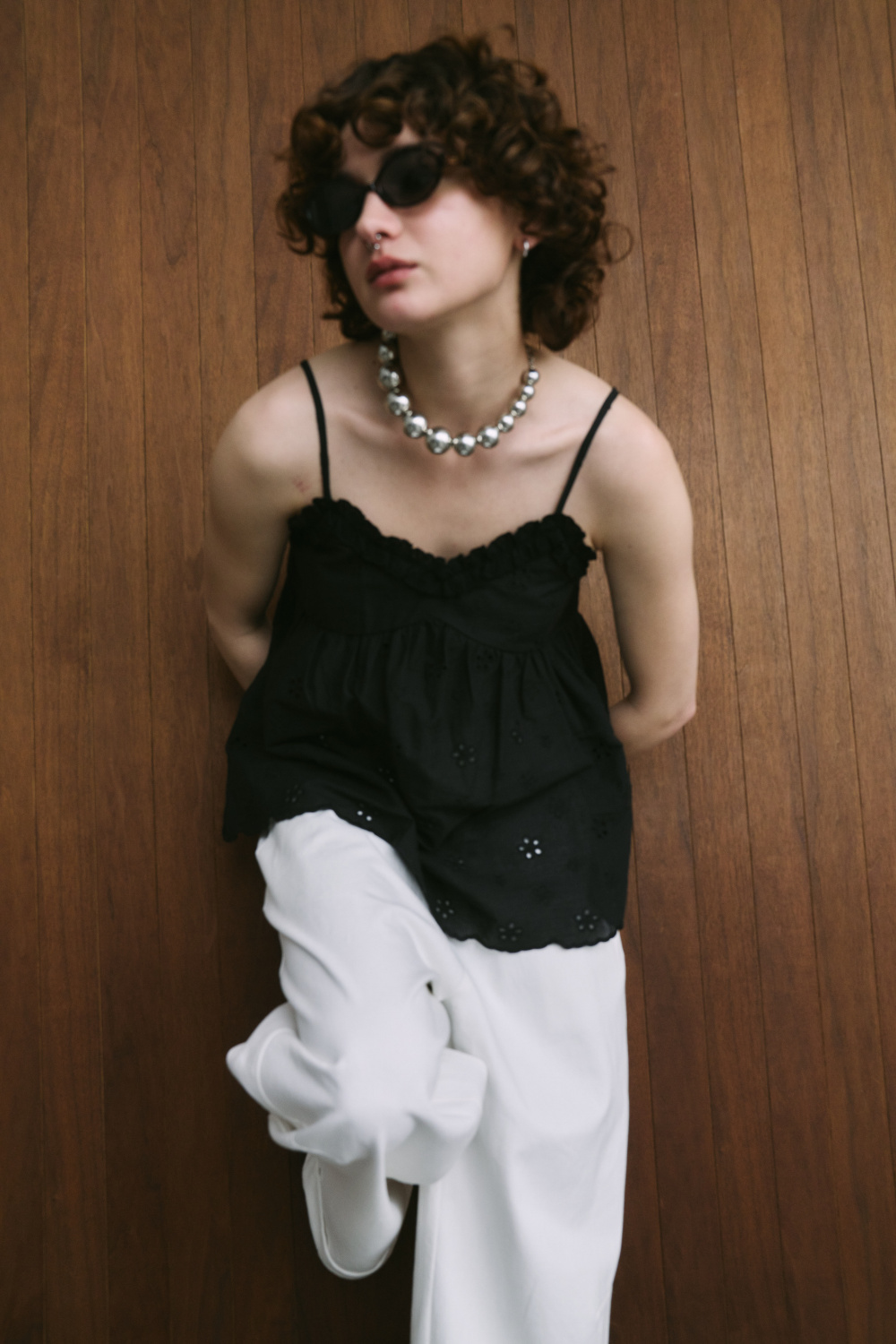 Embroidered cotton cami
