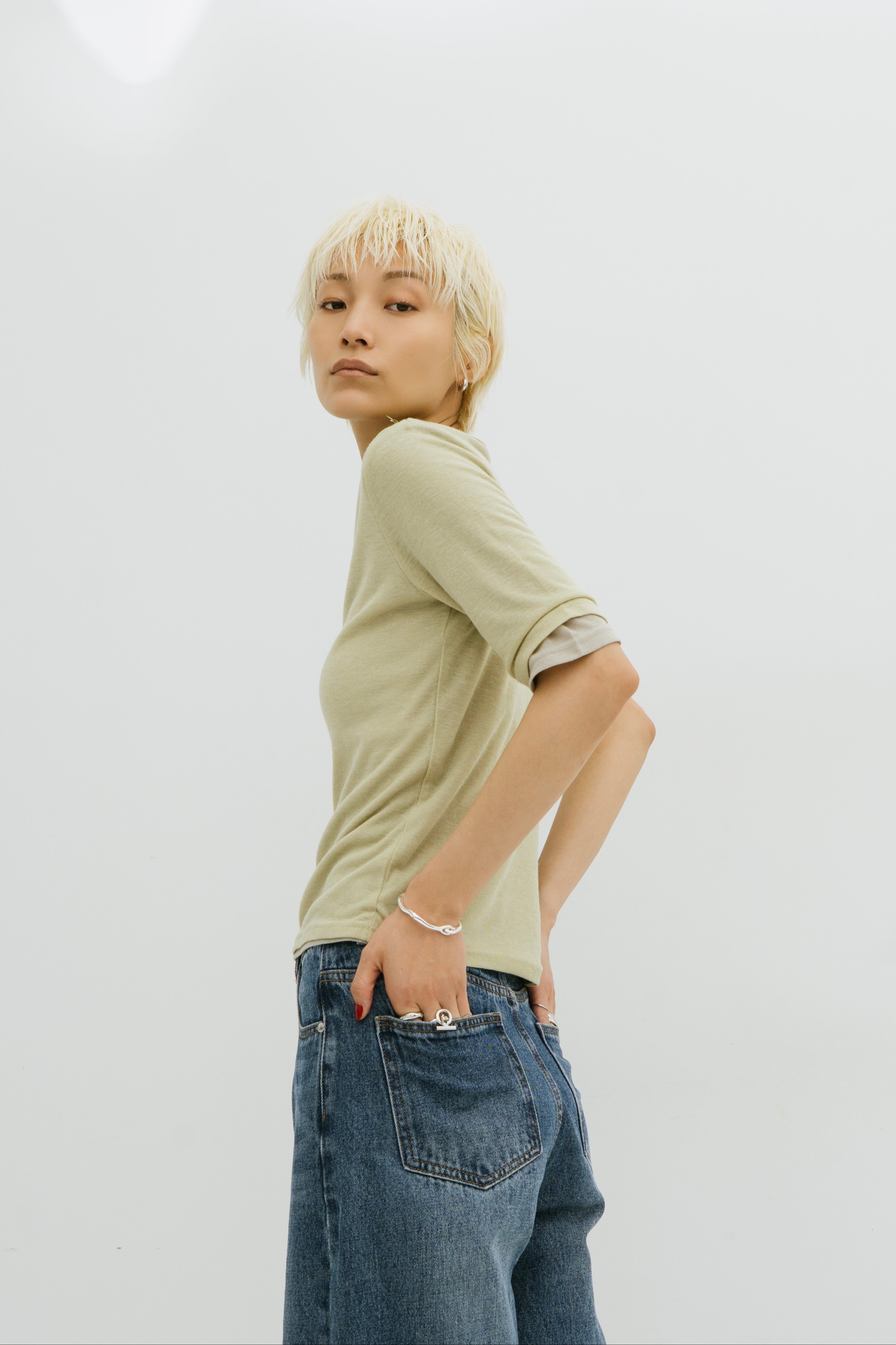2PACK Sheer half sleeve TEE