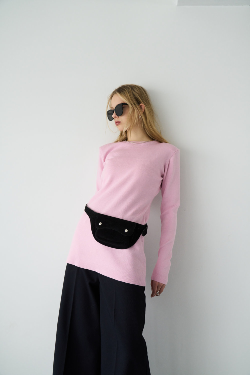 Power shoulder long knit