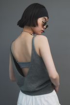 Open back knit tank