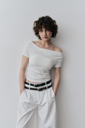 Draped off-shoulder TEE