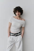 Draped off-shoulder TEE