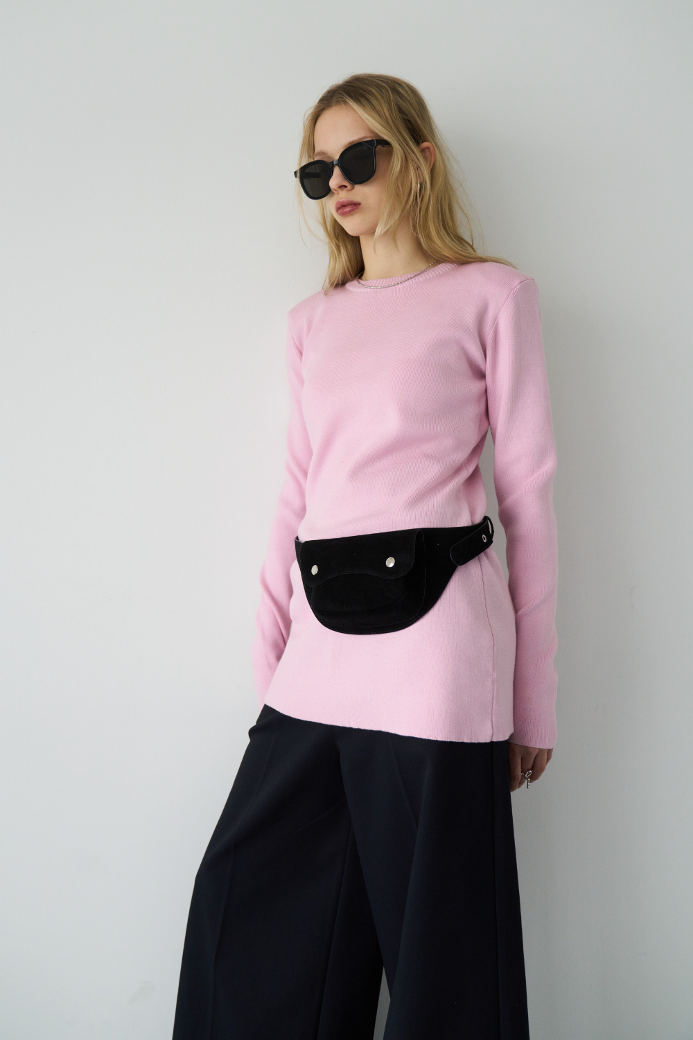 Power shoulder long knit