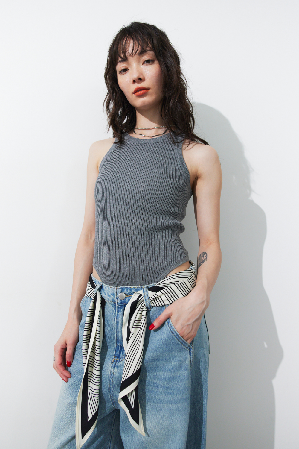 Rib-knit tank bodysuit