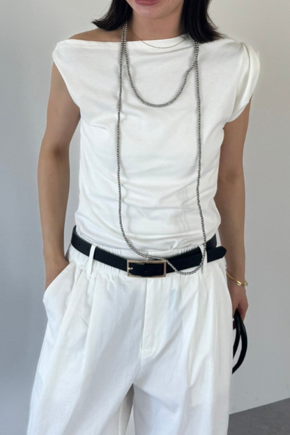 Asymmetrical neck T-shirt