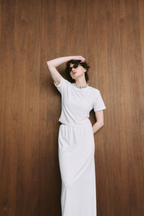 Lace hem long skirt