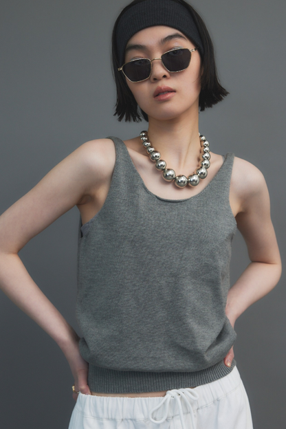 Open back knit tank