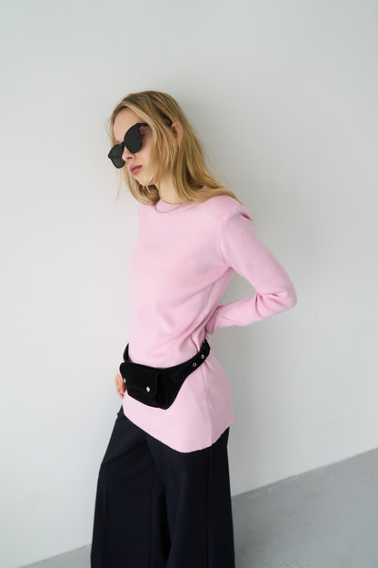 Power shoulder long knit