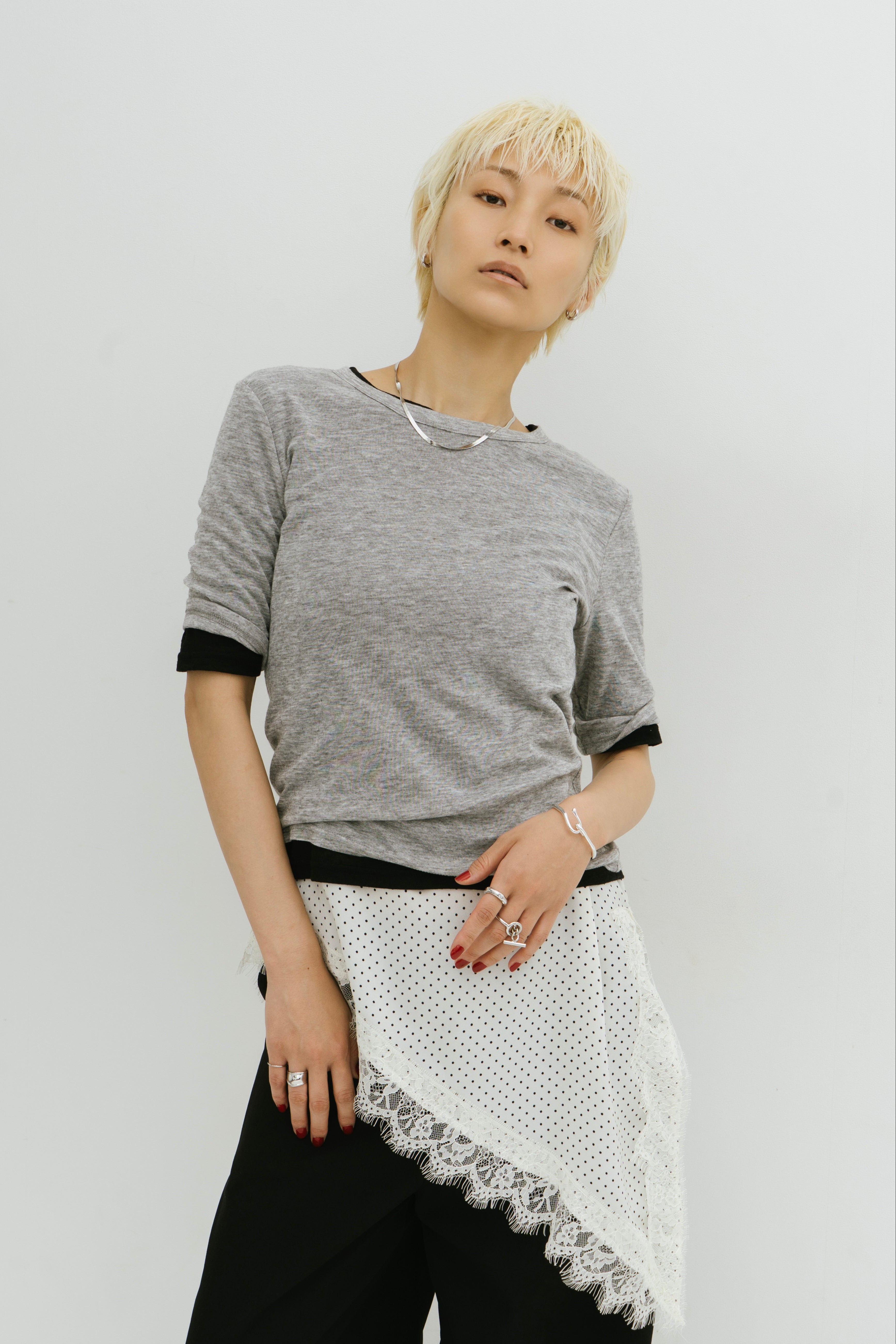 2PACK Sheer half sleeve TEE