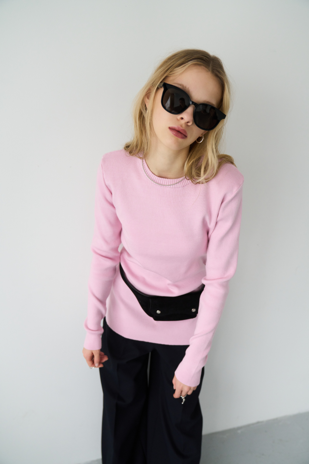 Power shoulder long knit