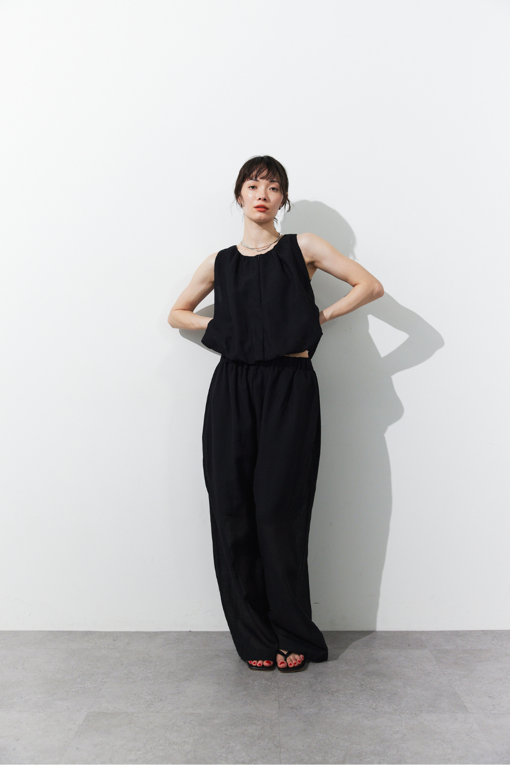 Sheer gathered pants