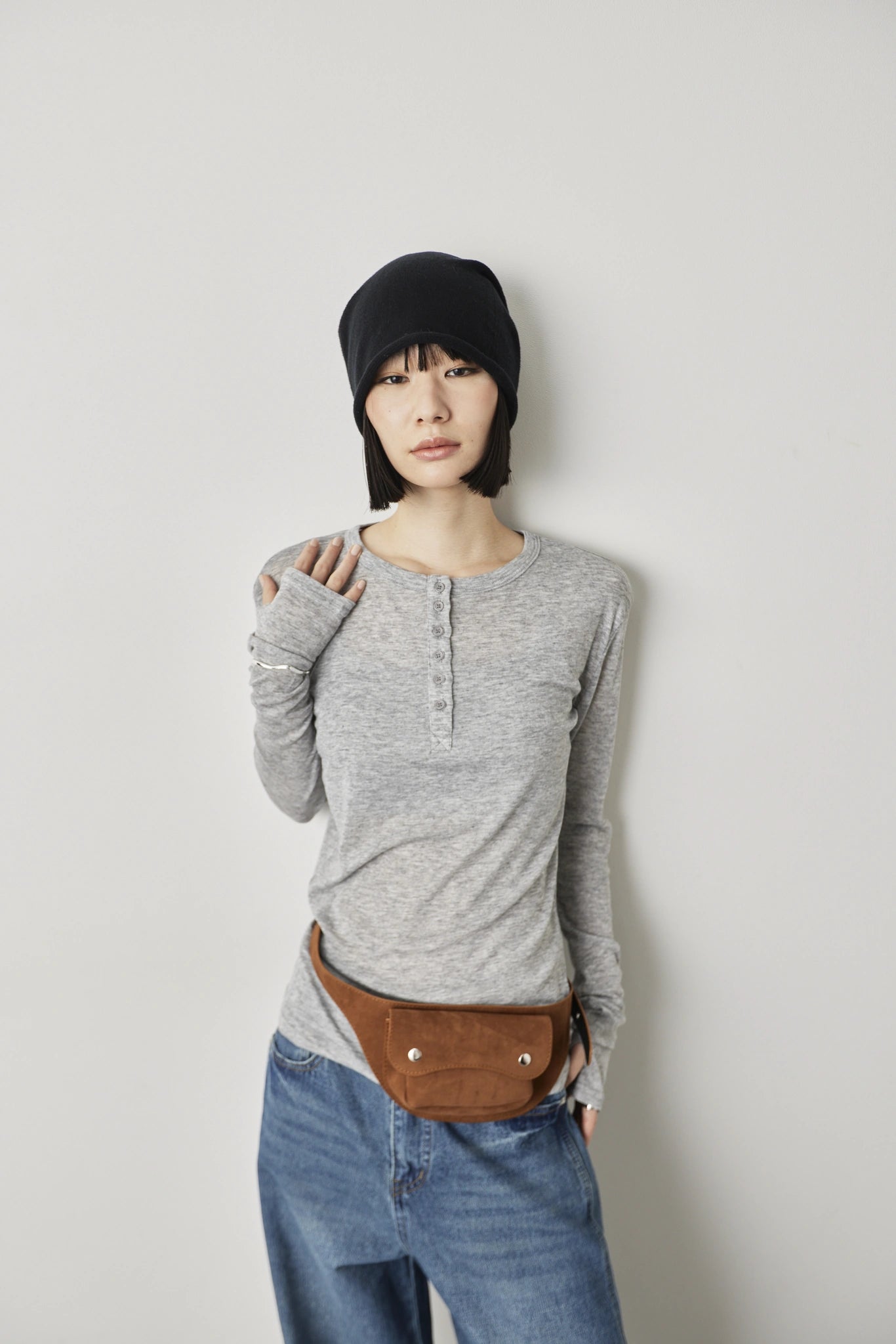 Suede pouch belt