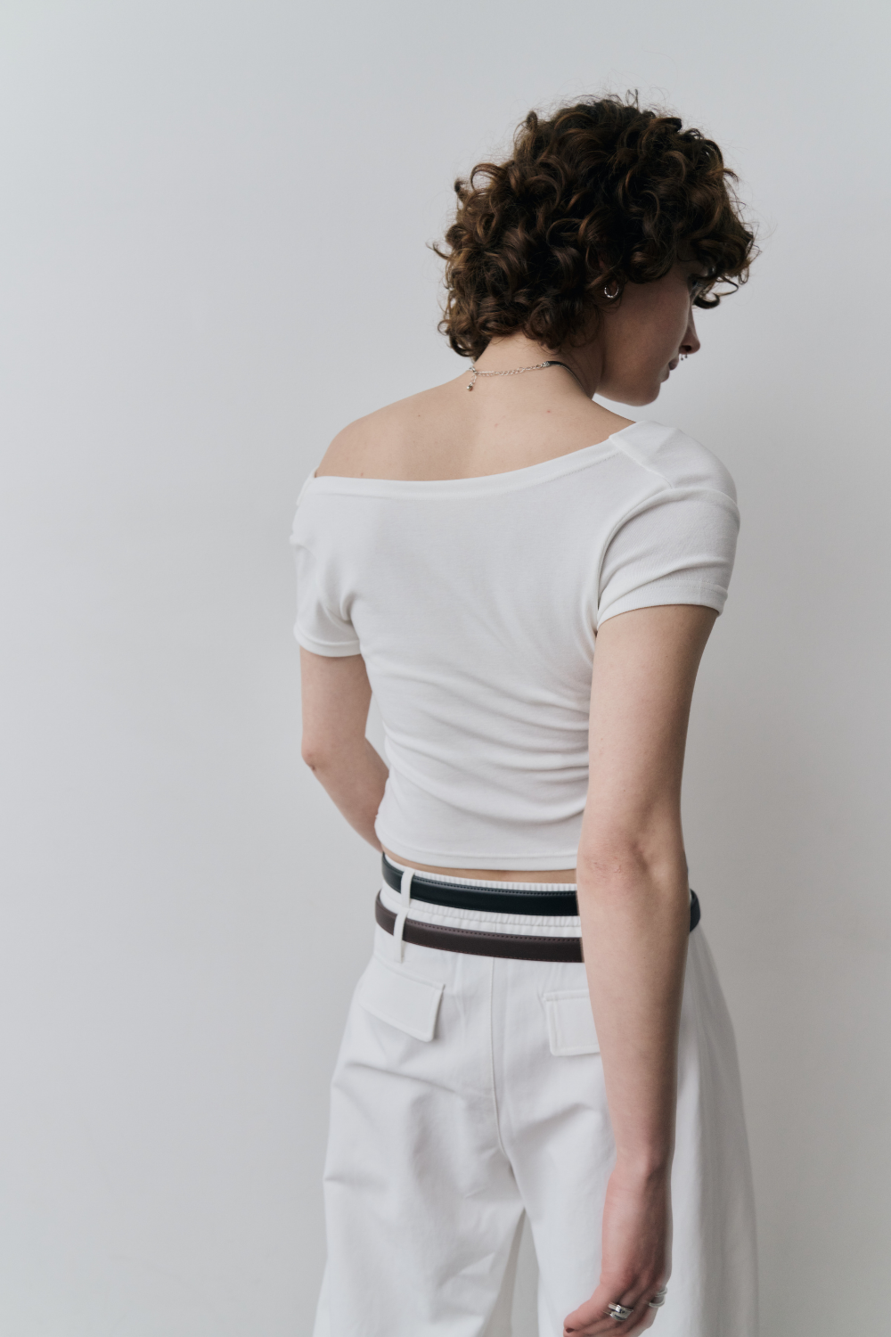 Draped off-shoulder TEE