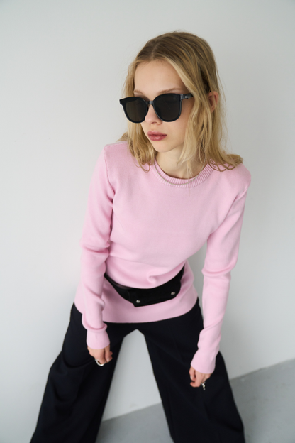 Power shoulder long knit