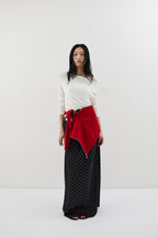 Dot satin long skirt