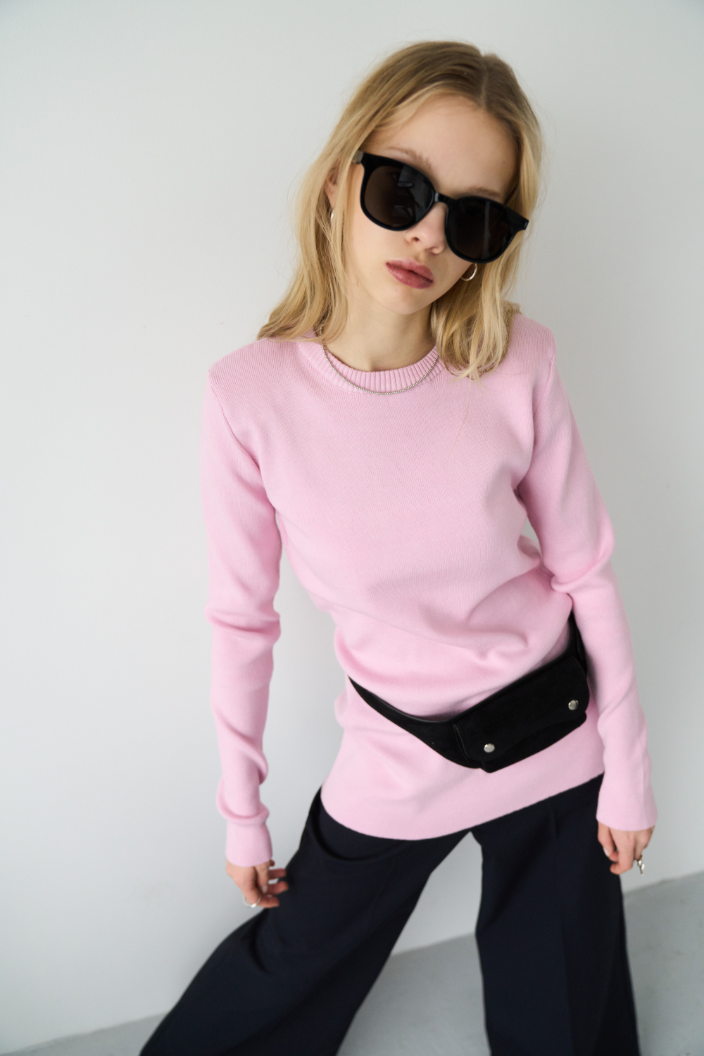 Power shoulder long knit