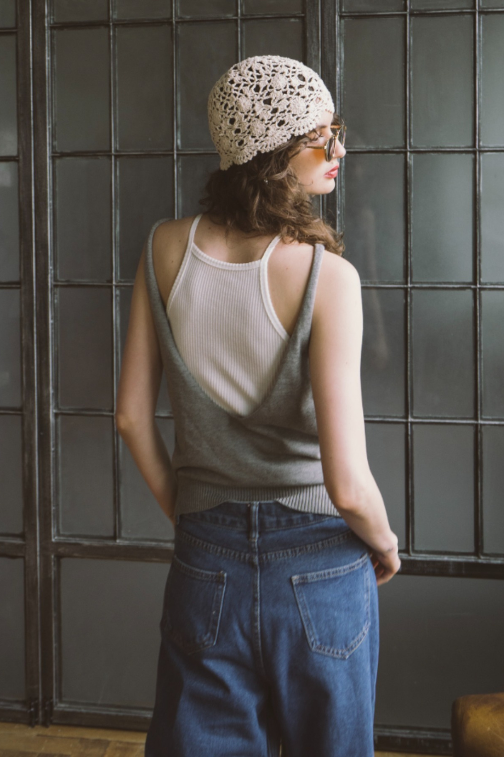 Open back knit tank