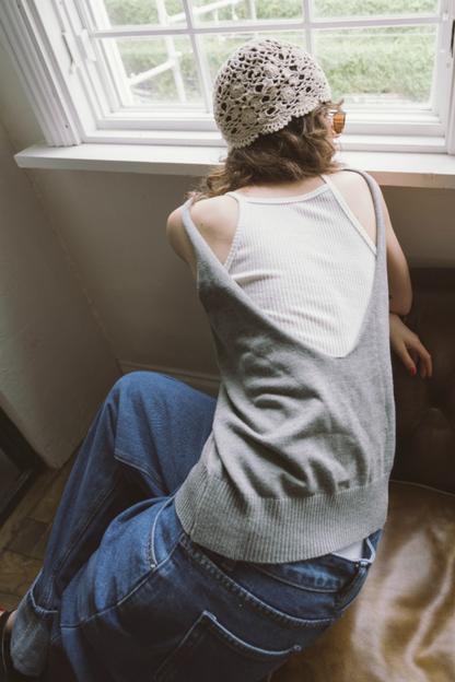 Open back knit tank