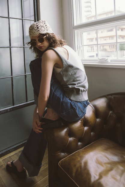 Open back knit tank