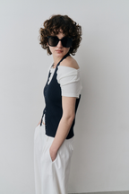 Draped off-shoulder TEE