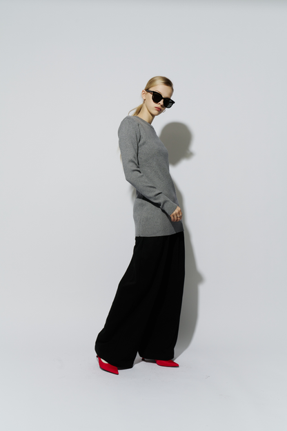 Power shoulder long knit