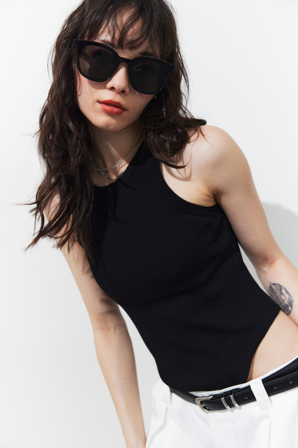 Rib-knit tank bodysuit