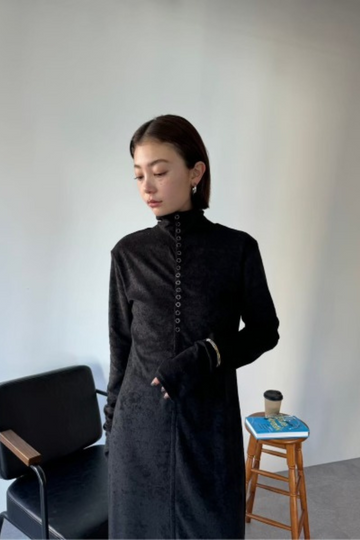 High neck pile long dress – HANNE ONLINE SHOP