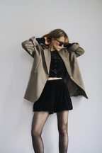 Shiny dot velour balloon short pants