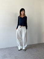 Cotton roll-up curved pants