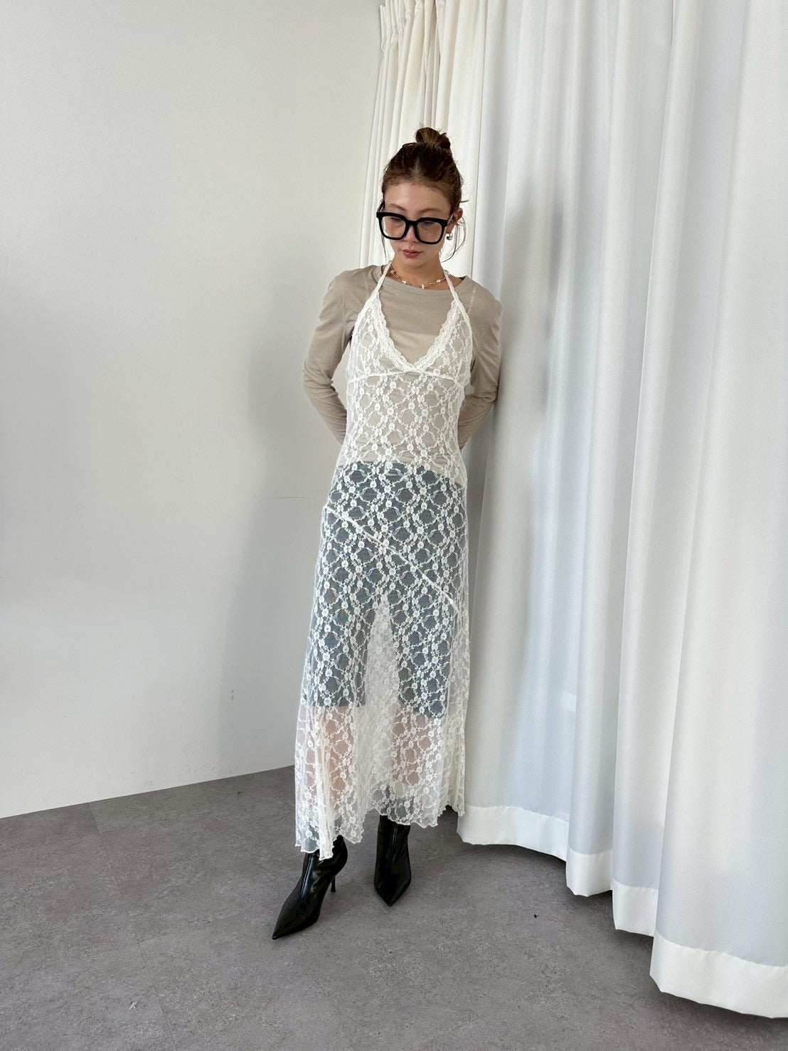 Halter neck lace dress