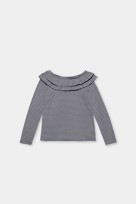 Border ruffle long sleeve TEE