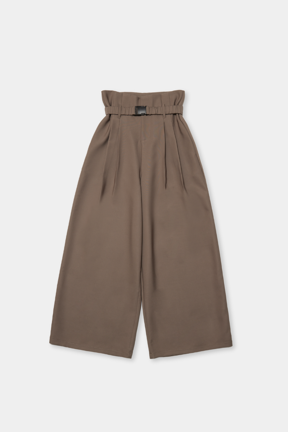 Gathered belted wide pants