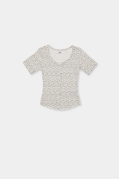 Flower front button TEE