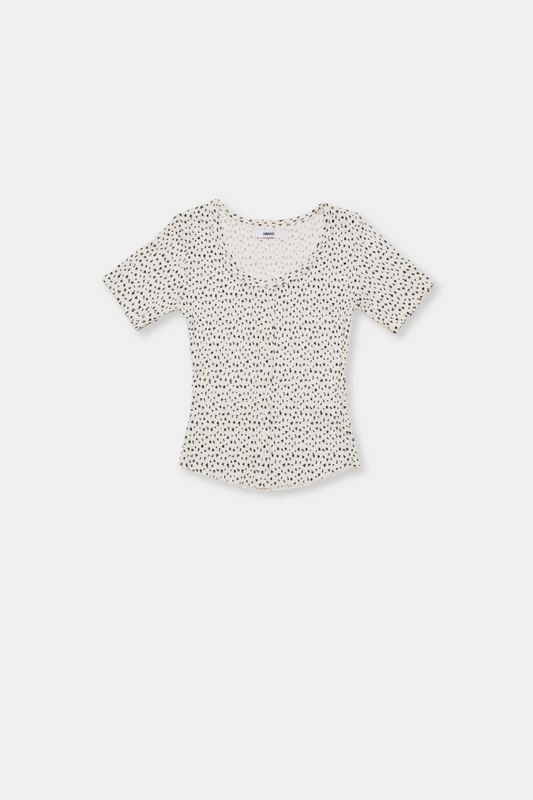 Flower front button TEE