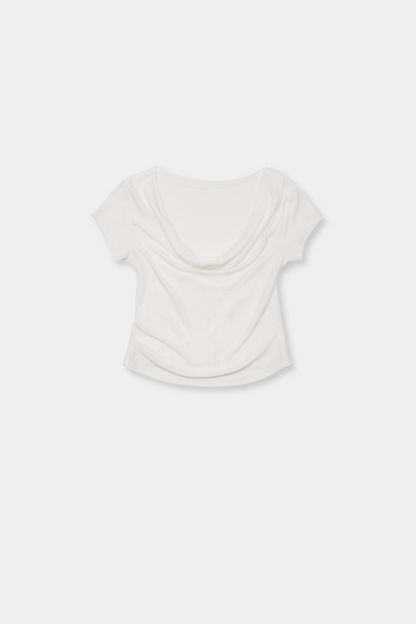 Draped off-shoulder TEE