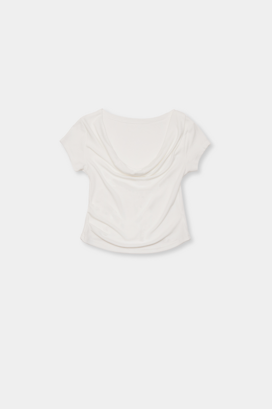 Draped off-shoulder TEE