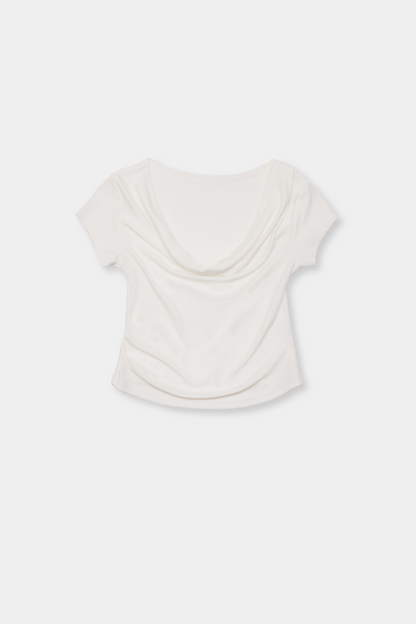Draped off-shoulder TEE