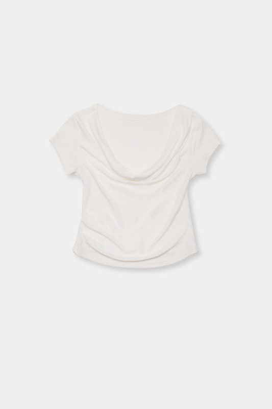 Draped off-shoulder TEE