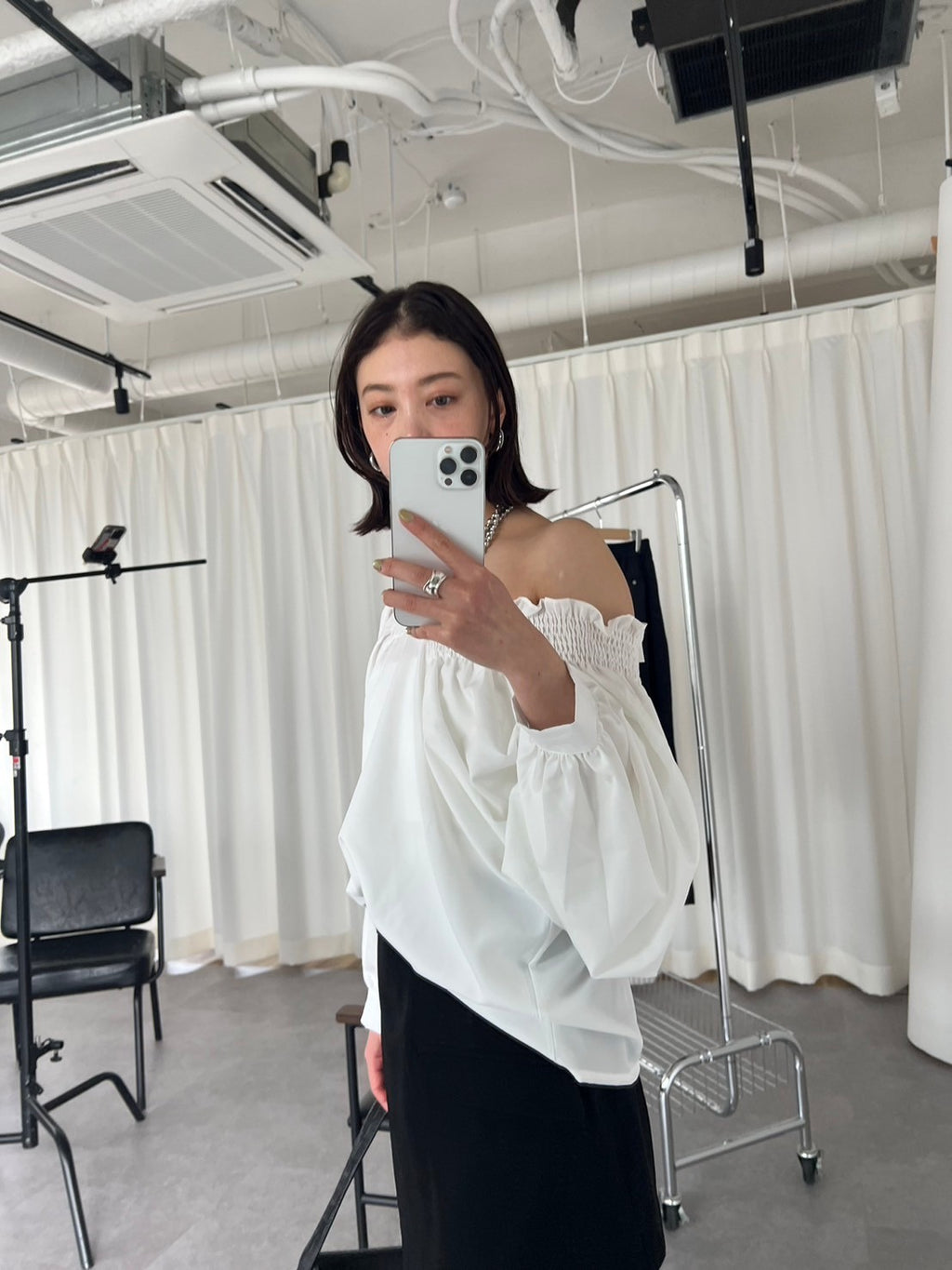 Ruched off-shoulder blouse
