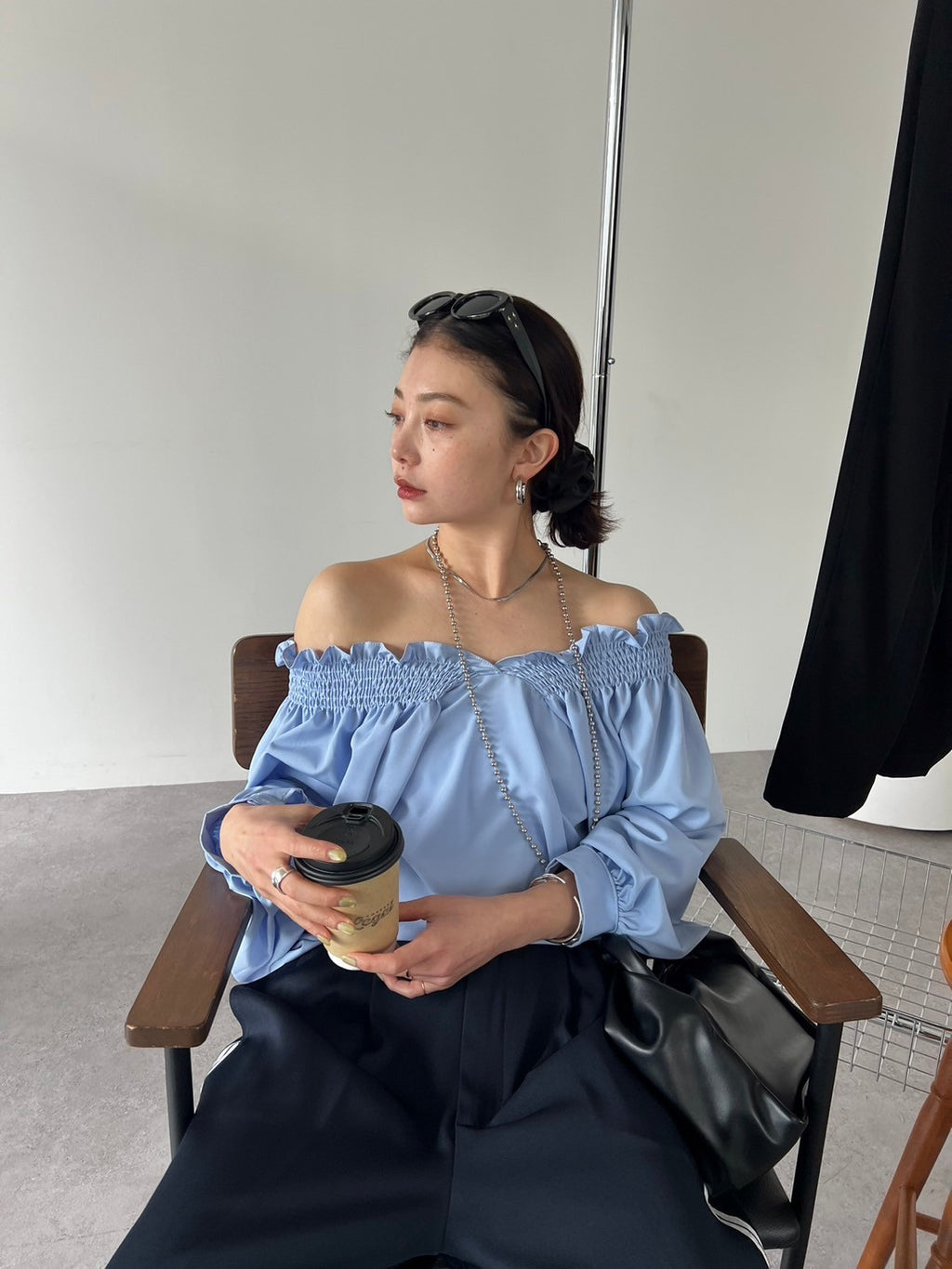 Ruched off-shoulder blouse