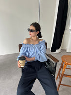 Ruched off-shoulder blouse