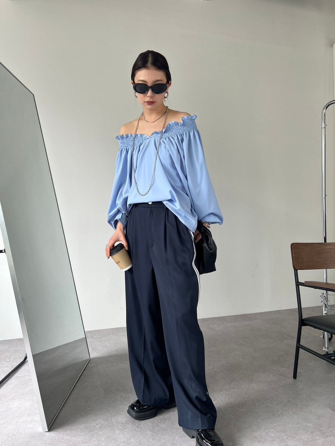 Ruched off-shoulder blouse