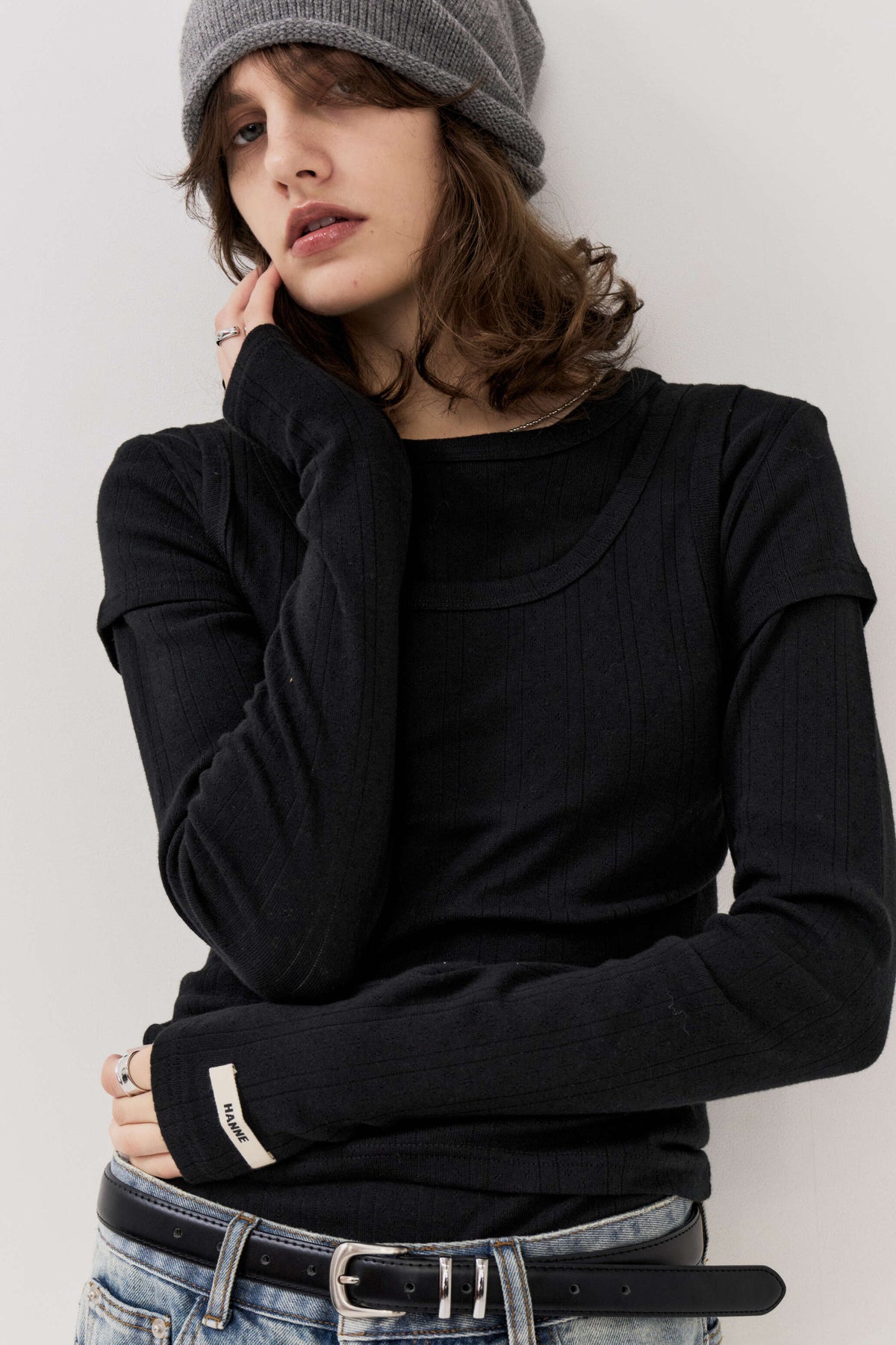 Eyelet long sleeve TEE