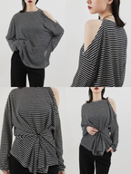 Open shoulder border long TEE